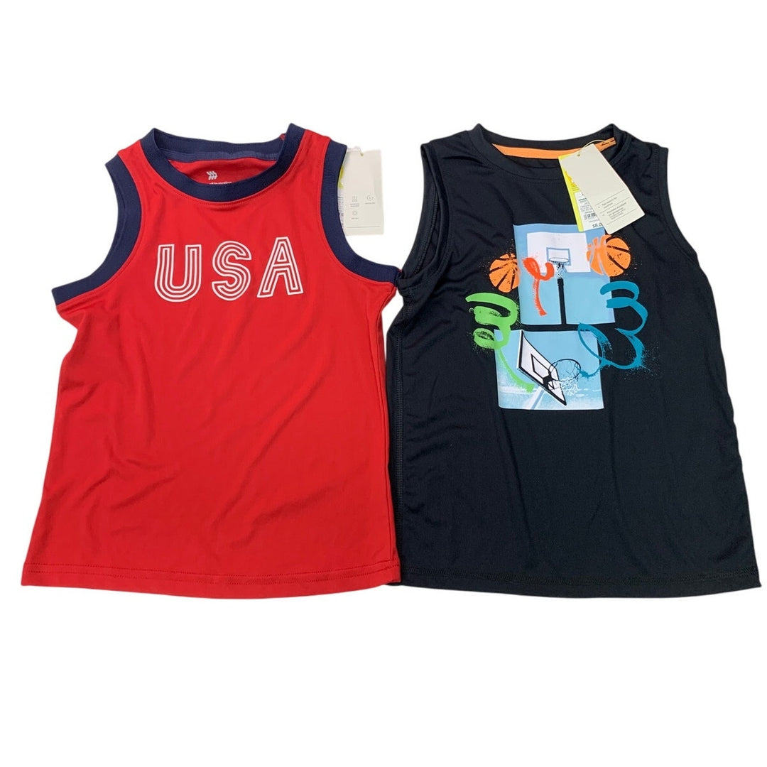 Lot of 2 New All In Motion Boys XS Basketball USA Athletic Tank Top Shirts