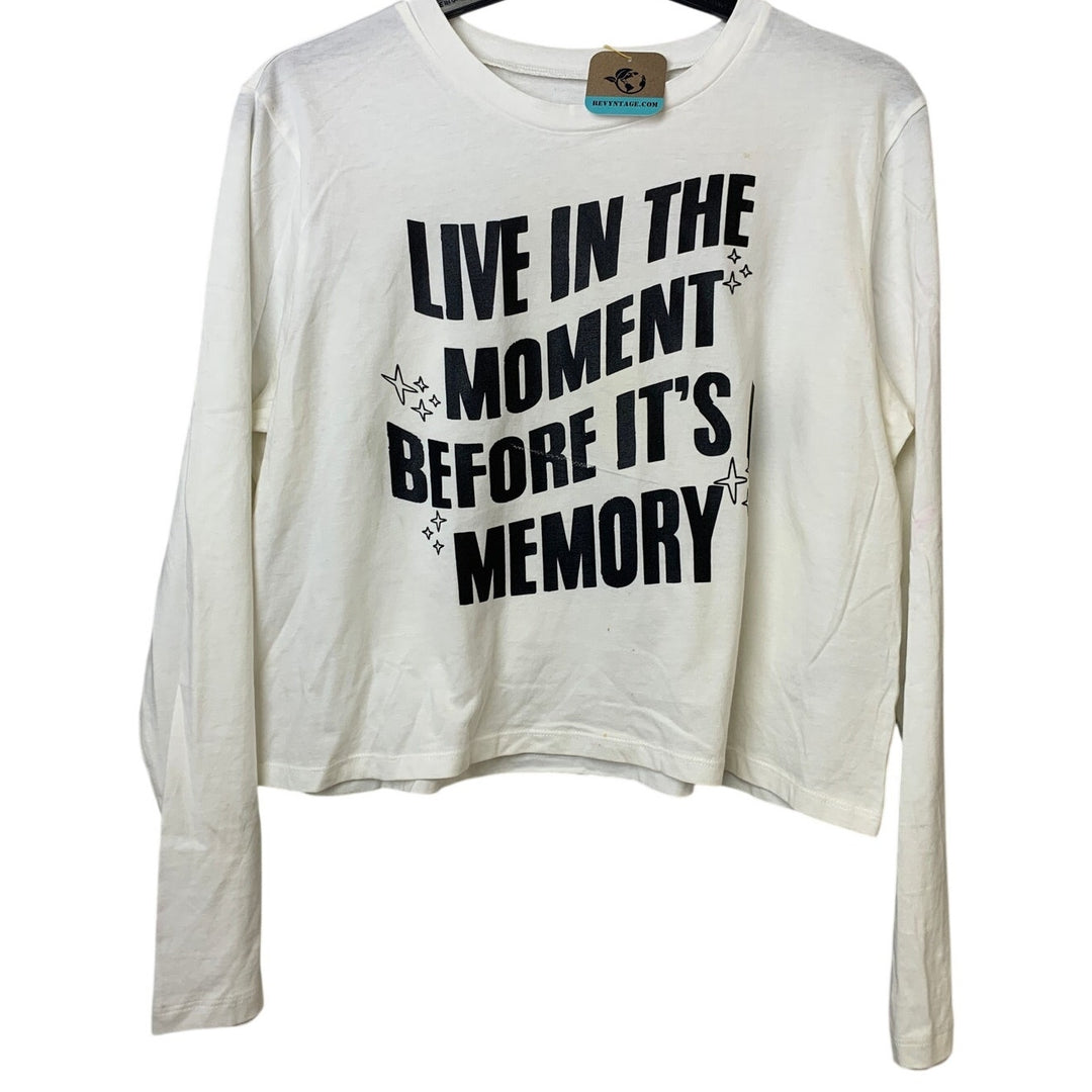 Upcycled Hand Printed Womens XL Live In The Moment Before It&