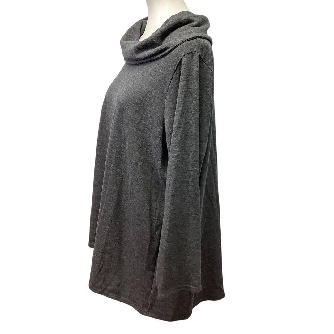 IN Studio Womens Plus Size 3X Long Sleeve Cowl Neck Flowy Cotton Blend Sweater
