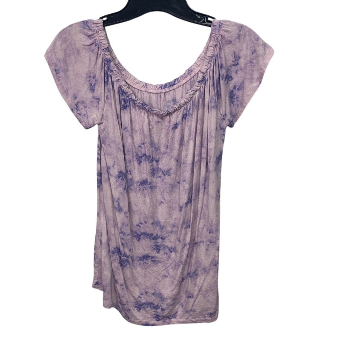 Lot of 4 Womens Medium Floral Paisley Boho Short Sleeve Summer Tops Shirts