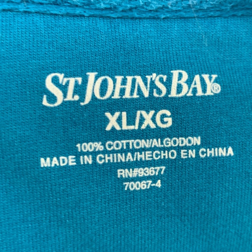 Lot of 2 St Johns Bay Club Room Mens XL Blue White Short Sleeve Polo Shirts EUC