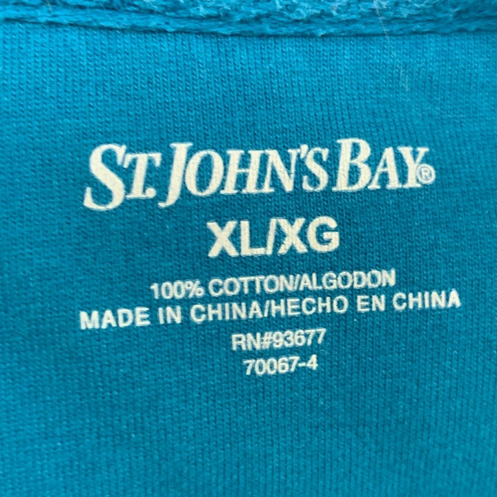 Lot of 2 St Johns Bay Club Room Mens XL Blue White Short Sleeve Polo Shirts EUC
