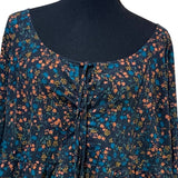 Ava & Viv 2X Floral Long Sleeve Scoop Neck Boho Lightweight Cotton Blend Blouse