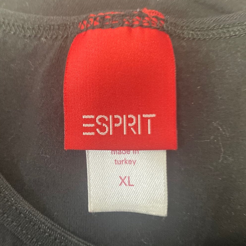 Espirit Womens XL Adjustable Strap Shelf Bra Cotton Blend Black Cami Top