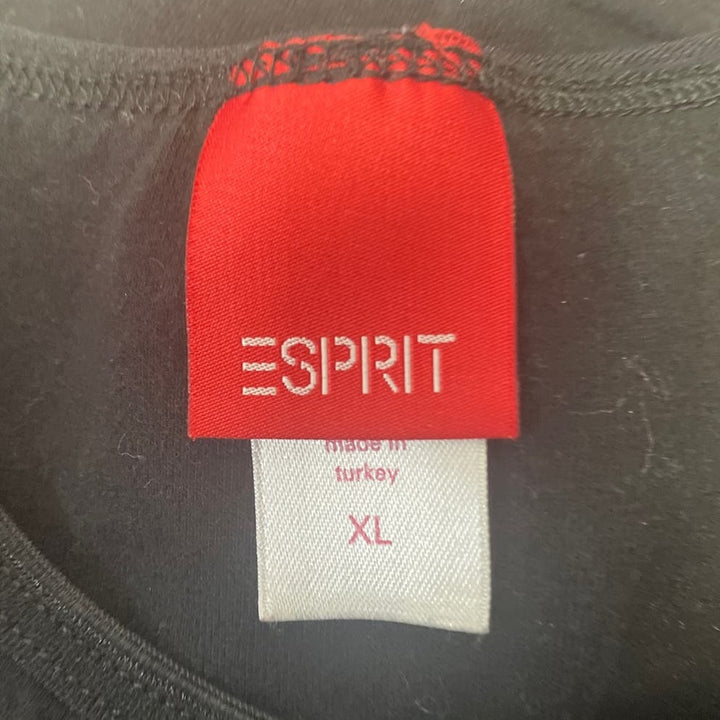 Espirit Womens XL Adjustable Strap Shelf Bra Cotton Blend Black Cami Top