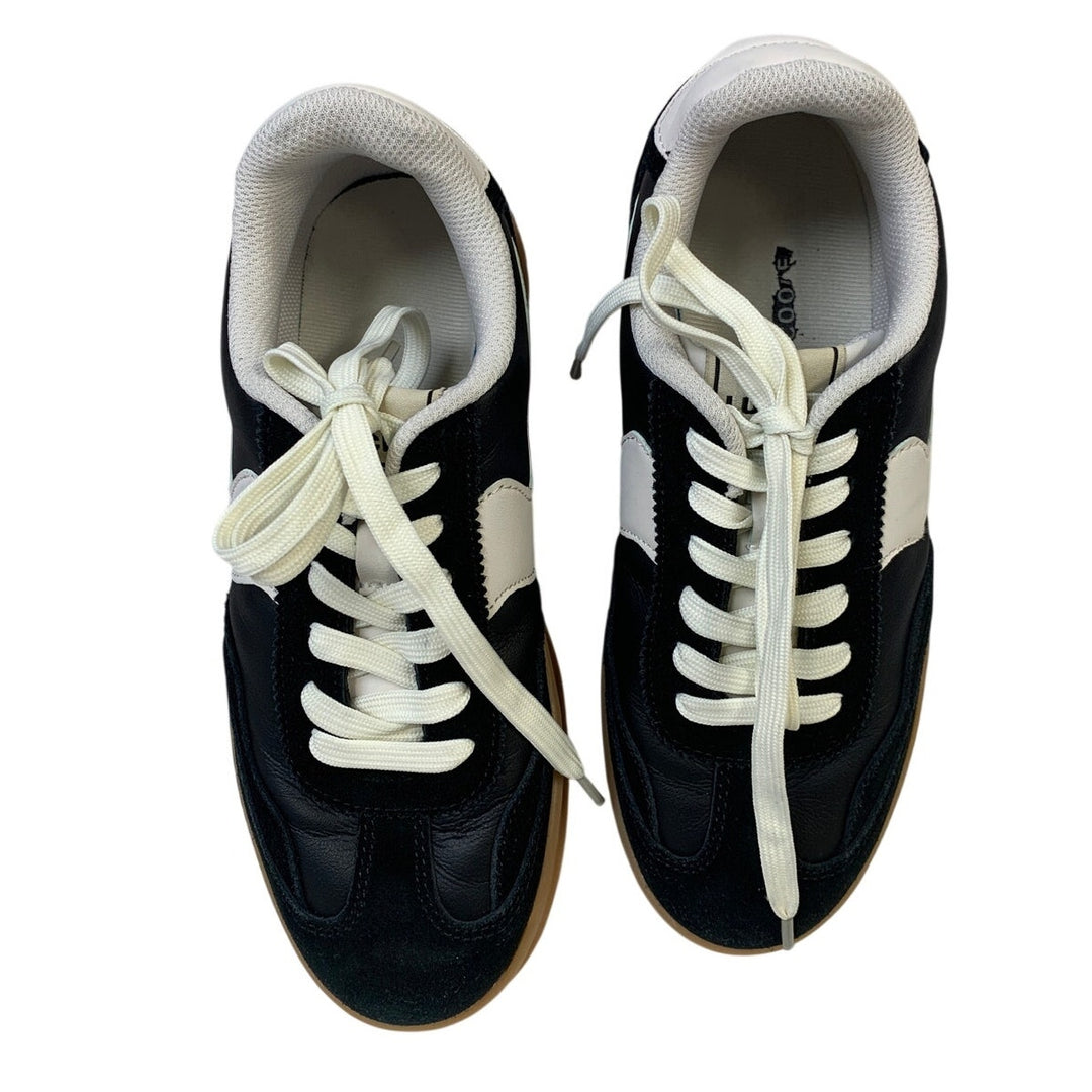 Lucky Step Womens 8 Black 1.5" Platform Sneakers Lace Up Round Close Toe Shoes