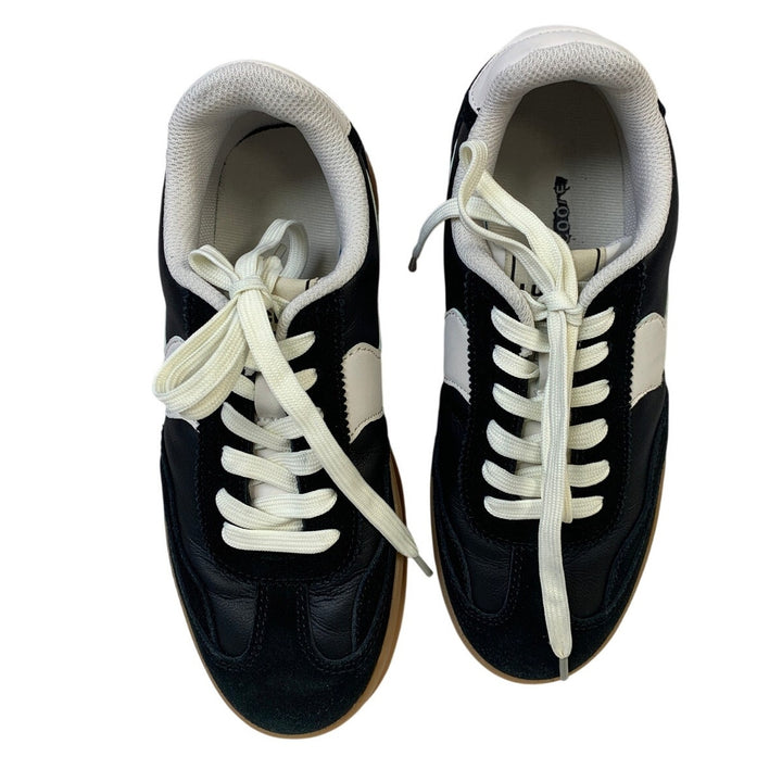 Lucky Step Womens 8 Black 1.5" Platform Sneakers Lace Up Round Close Toe Shoes