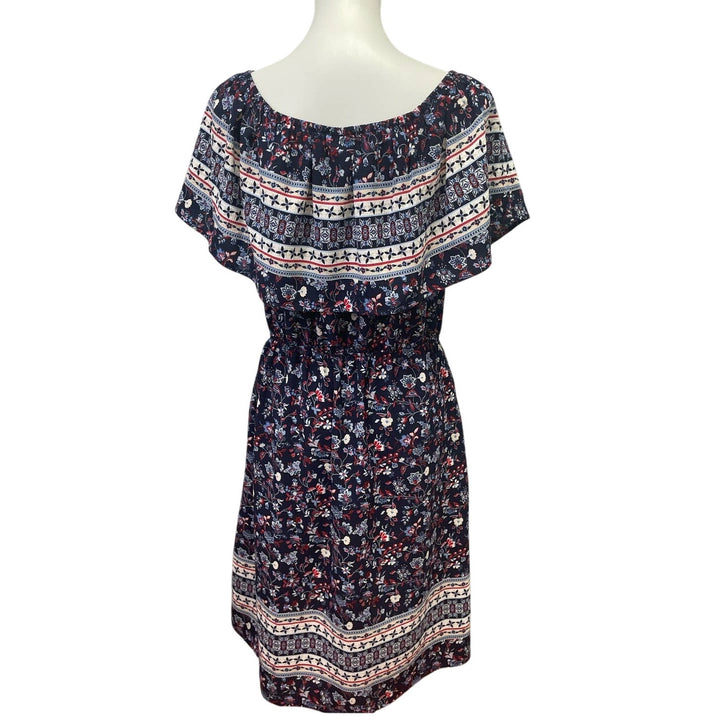 Style &amp; Co Large Polyester Blend Cottage Ruffled Scoop Neck Fit &amp; Flare Dress