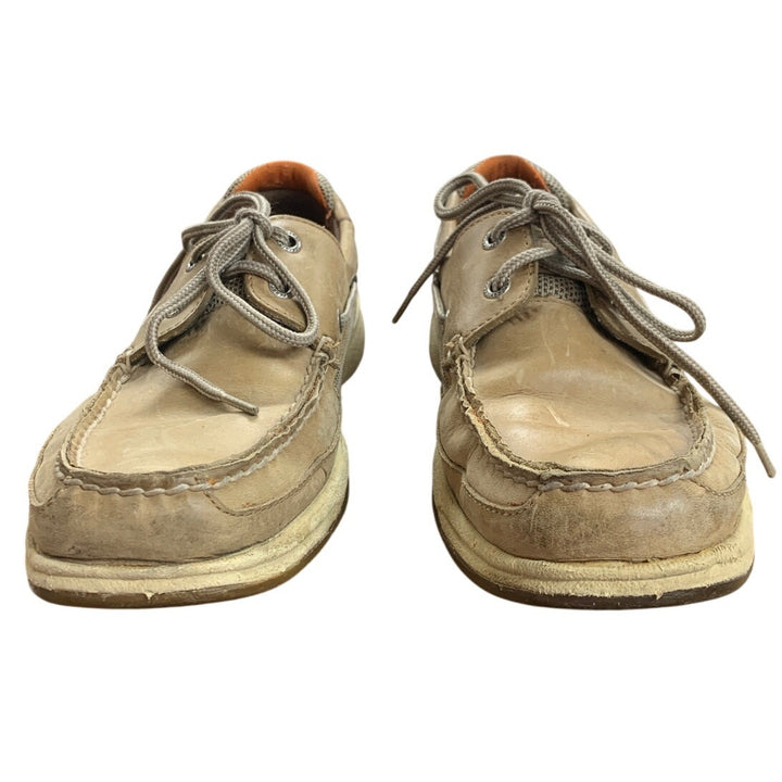 Sperry Top Sider Mens Size 9.5 Tan Genuine Leather Slide On Loafer Boat Shoes