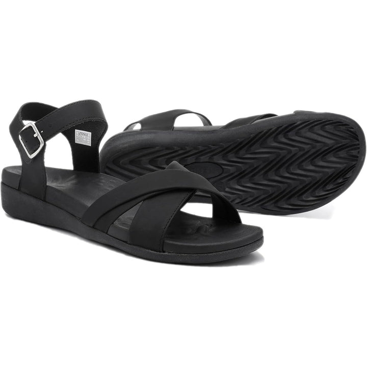 Utenag Womens Size 9.5 Black Open Toe Buckle Strap Comfort Flat Walking Sandals