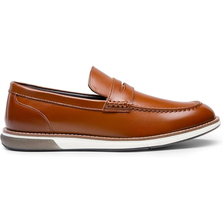 Bruno Marc Mens Size 10.5 Brown Faux Leather Dress Penny Loafer Slip On Shoes
