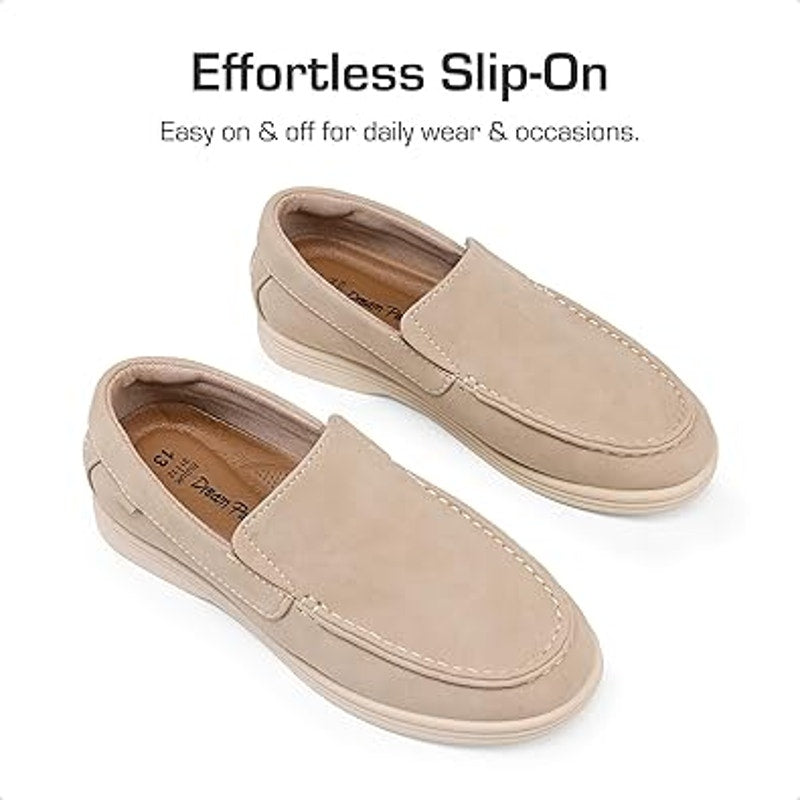 Dream Pairs Big Boys Size 4 Tan Faux Suede Slip On Loafers Casual Flat Shoes