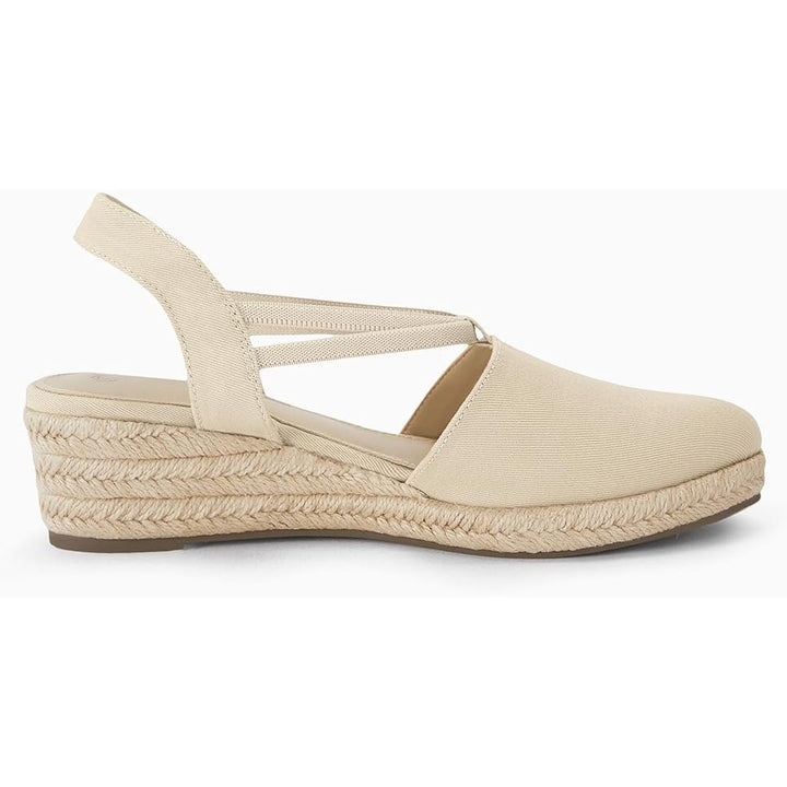 New Coutgo Womens Size 9.5 Tan Espadrille 2.25" Platform Wedge Sandals Shoes