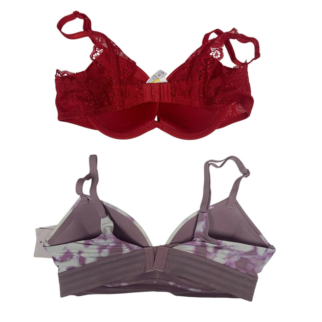 2 NWT New Auden Womens 32A Adjustable Strap &amp; Closure 2 Hook Padded Bras
