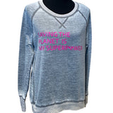 Hand Printed Upcycled Womens Small Saving the Planet is My Superpower Sweatshirt