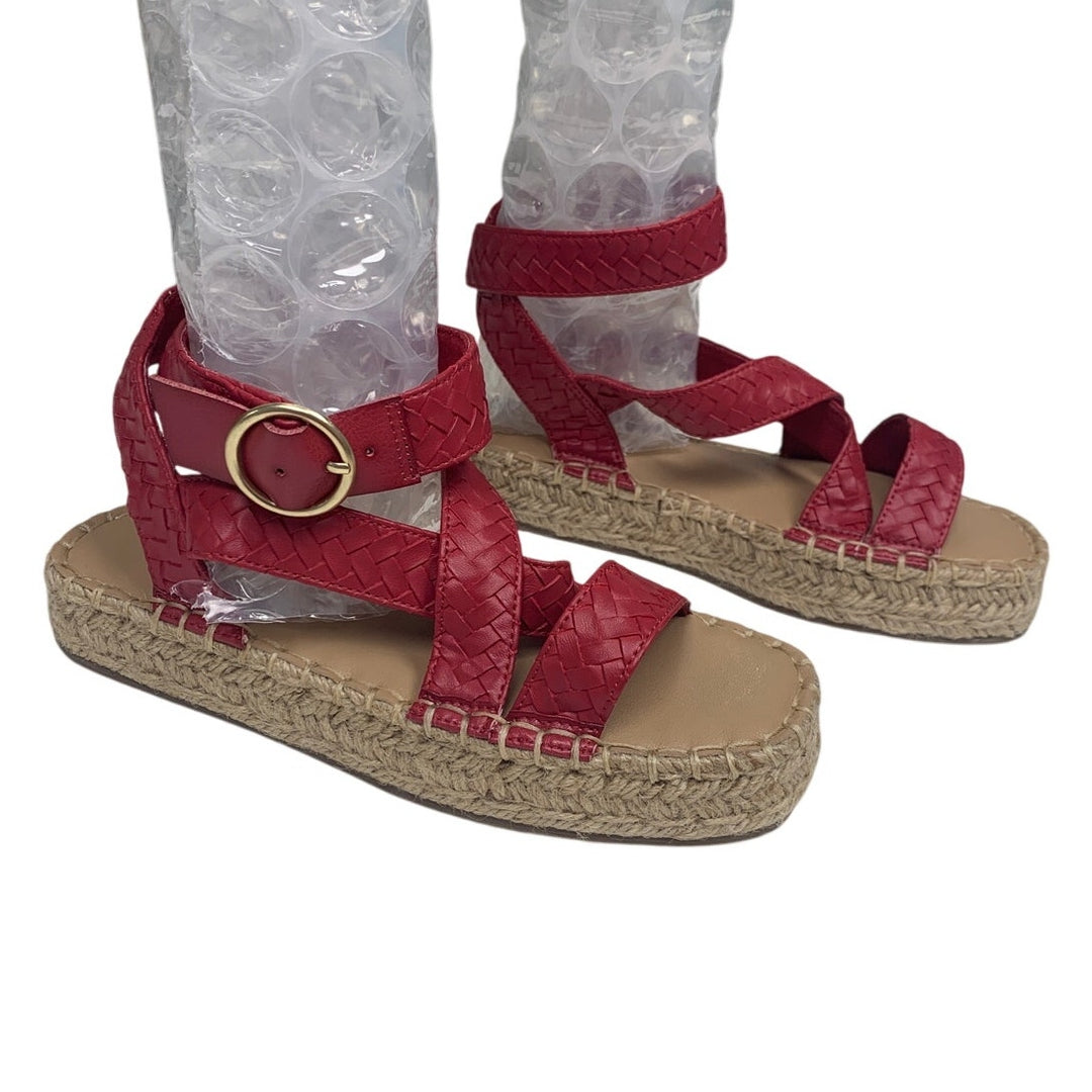 New American Eagle Womens US Size 8 Espadrille Ankle Wrap Faux Leather Sandals