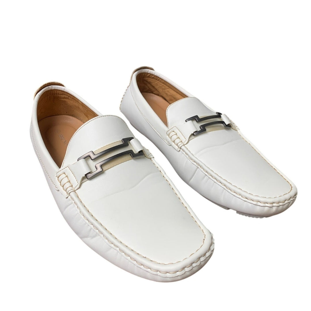 Bruno Marc Mens Size 14 White Faux Leather Driving Loafers Casual Slip On Shoes