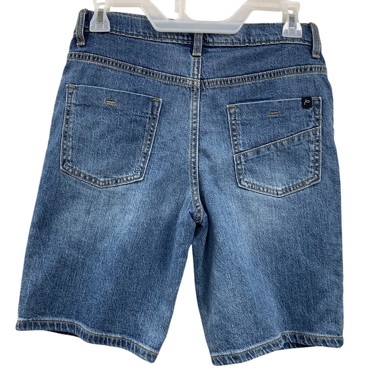 New Art Class Kids Medium Adjustable Waist Distressed At Knee Denim Jean Shorts