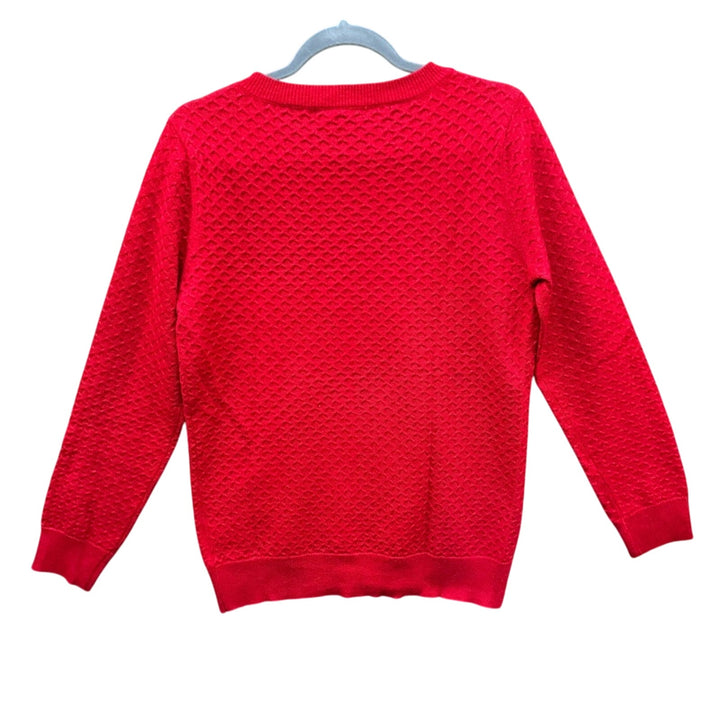 NWT New Basic Editions Womens Medium Red Metallic Long Sleeve Knit Sweater