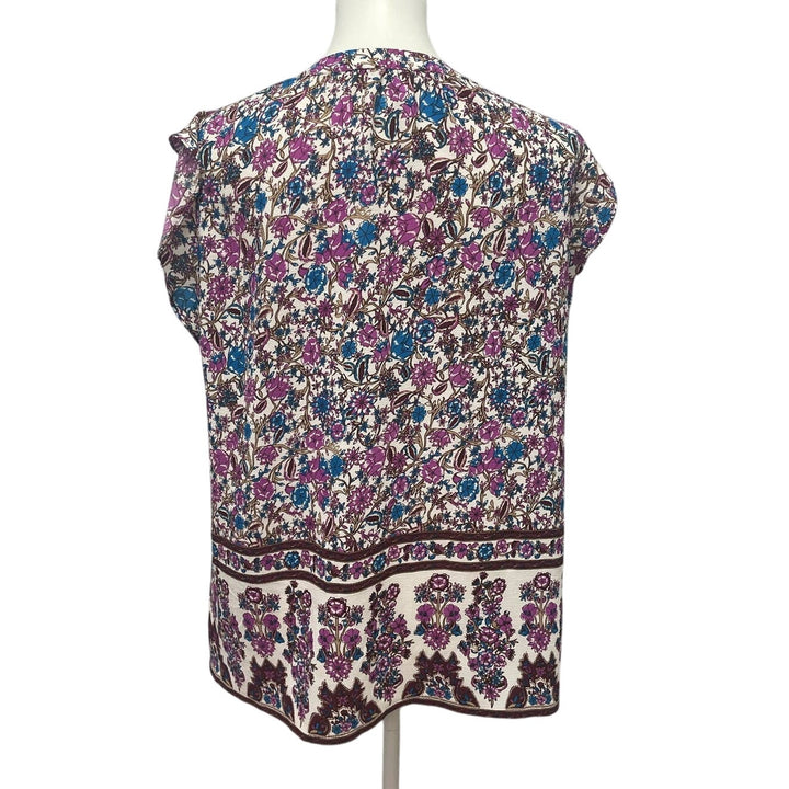 Dalia Womens XL Sleeveless V-Neck Floral Polyester Blend Vines Tank Top Blouse