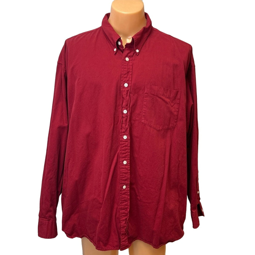 Nordstrom Mens XXL Long Sleeve 100% Cotton Solid Red Button Down Shirt