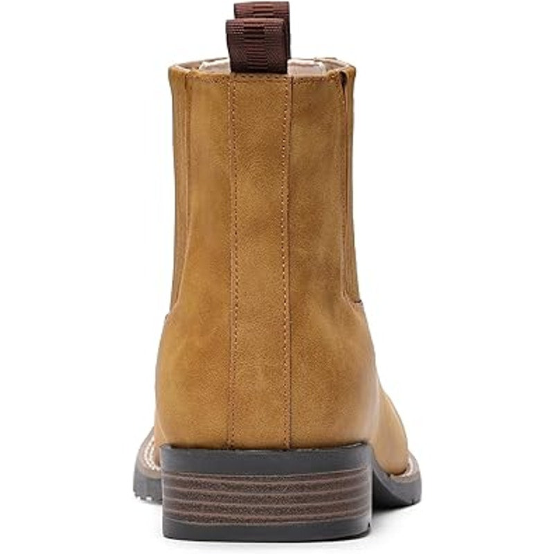 IUV Mens Size 10.5 Honey Brown Slide On Square Toe Western Ankle Chelsea Boots