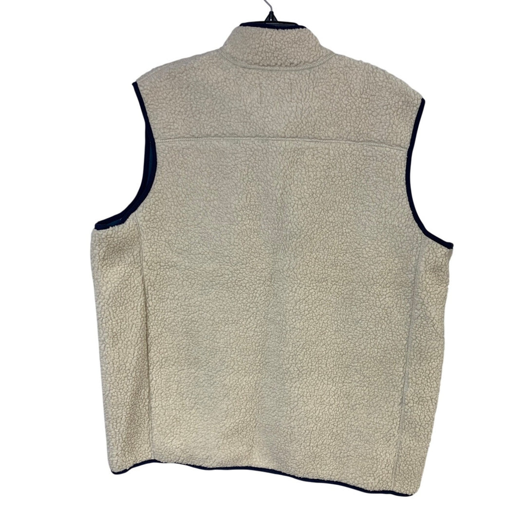 New Eddie Bauer Mens XL Cream Full Zip Polyester Sherpa Chilali Vest w Pockets