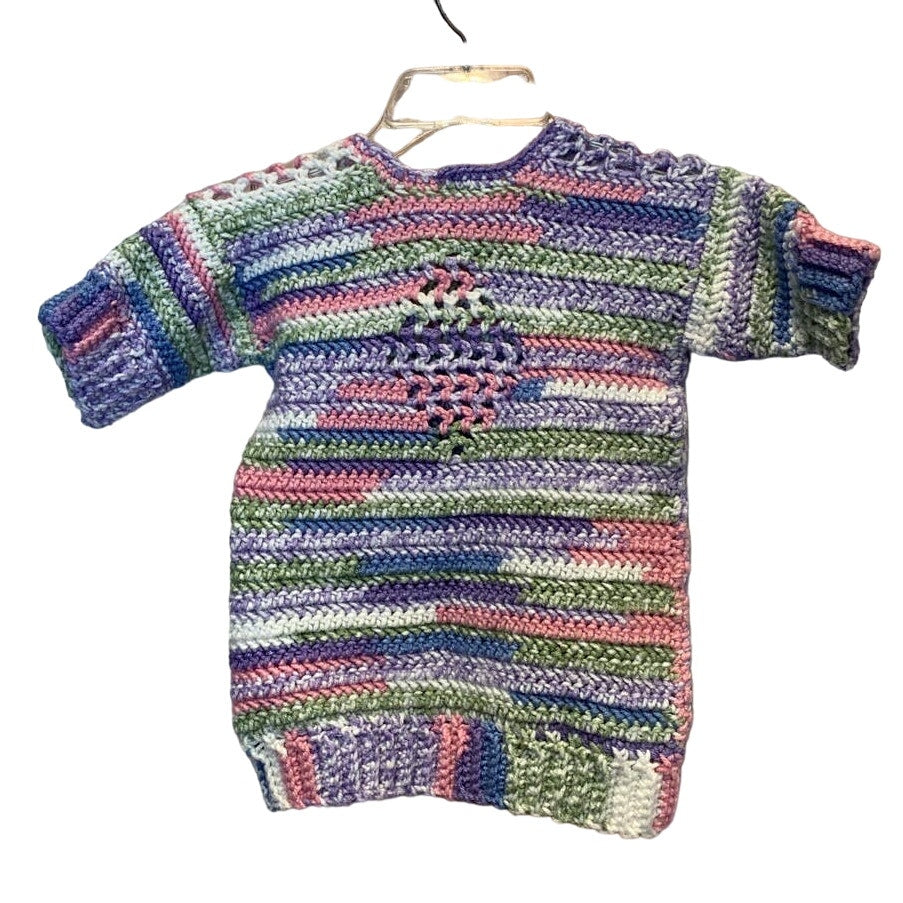 Handmade Crocheted The Crafty Grandma Pastel Short Sleeve Girls 3T Tunic Sweater