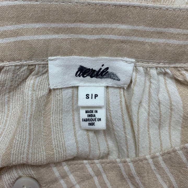 New Aerie Womnens Small Long Sleeve Button Up Patchwork Stripe Shirt