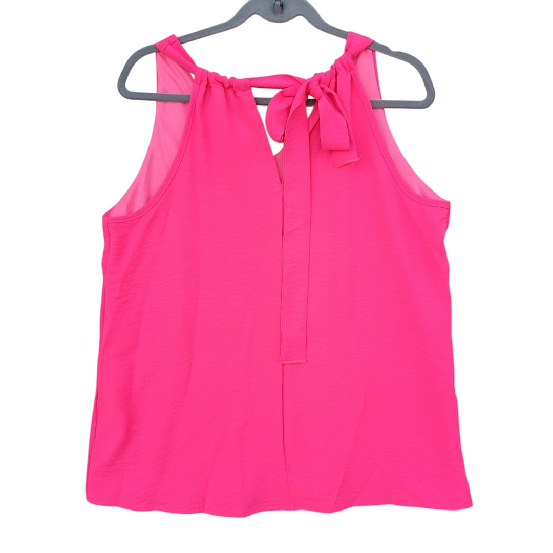 New Mitto Shop Womens Small Neon Pink V-Neck Halter Tie Back Sleeveless Tank Top