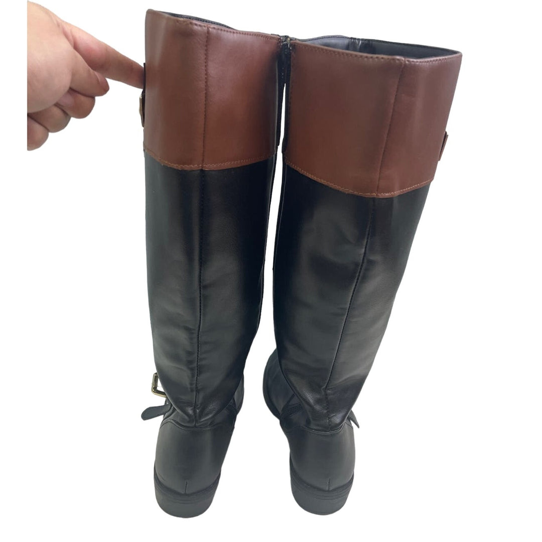 Karen Scott Womens US Size 9.5 Deliee Faux Leather Low Heel Tall Riding Boots