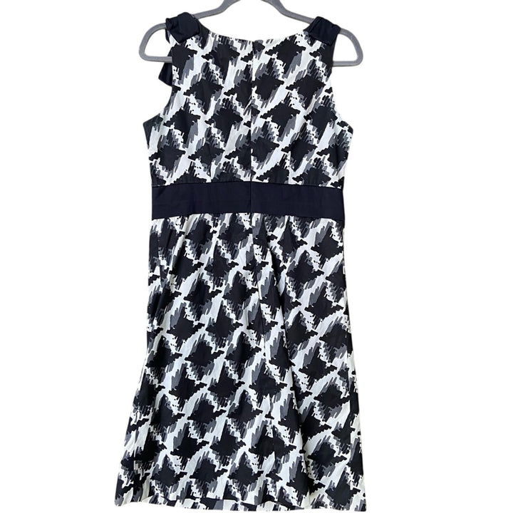 Merona Womens Size 8 Black White Gray Bow Accent Sleeveless Sheath Dress