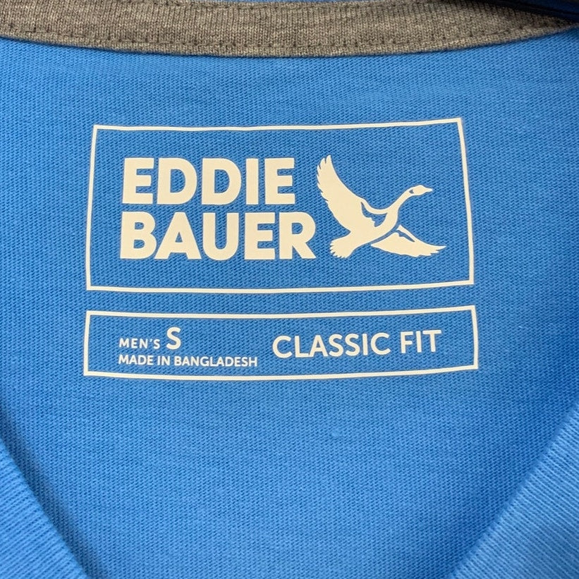 2 New Eddie Bauer Mens Small Olive Blue Classic Short Sleeve Cotton Tee Shirts