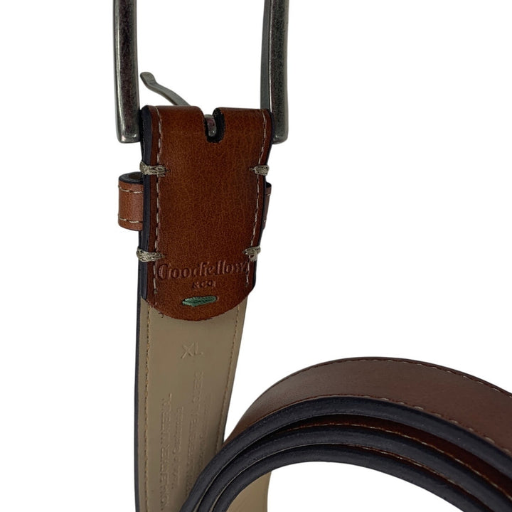New Goodfellow Mens Size XL Brown Faux Leather Silver Buckle Fashion Belt