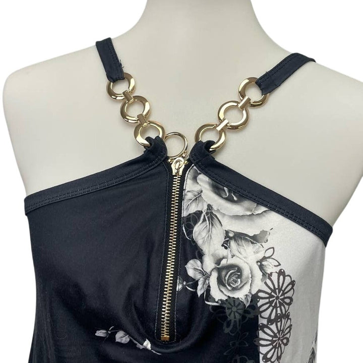 New ETCYYNEW Womens Medium Strappy Sleeveless A-Line Floral PolyCotton Dress