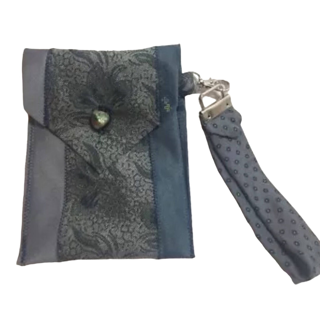Handmade Upcycled Vintage Repurposed Neck Tie Wristlet Pouch Purse Eyeglass Case