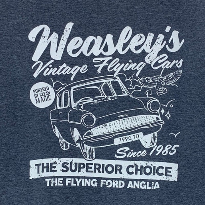 New Hand Printed Womens Large Harry Potter Weasleys Vintage Flying Cars T Shirt