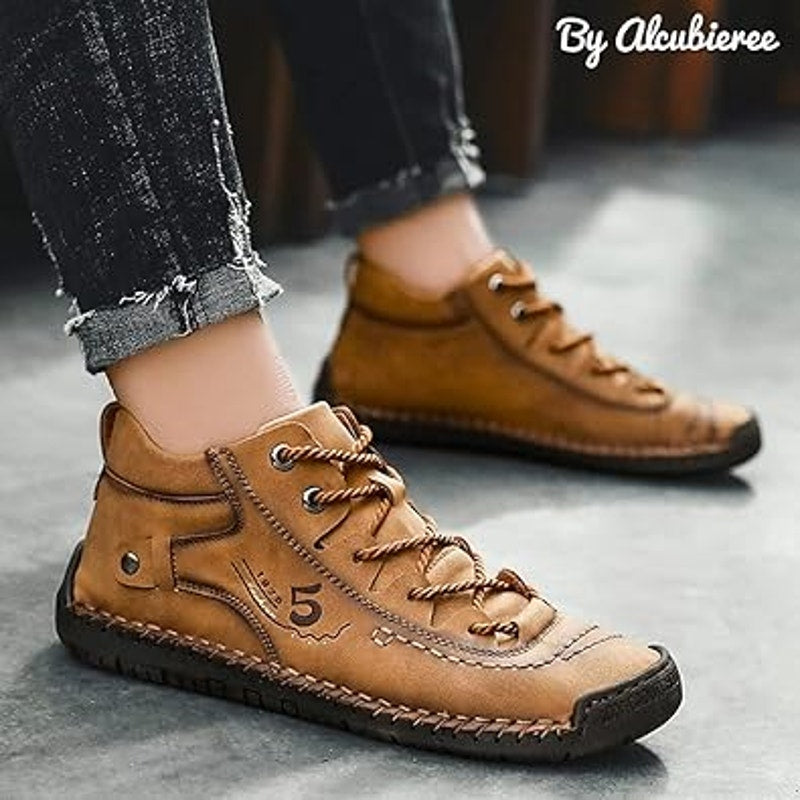Alcubieree Mens Size 11 Brown Faux Leather Lace Up Ankle Chukka Anti Slip Boots