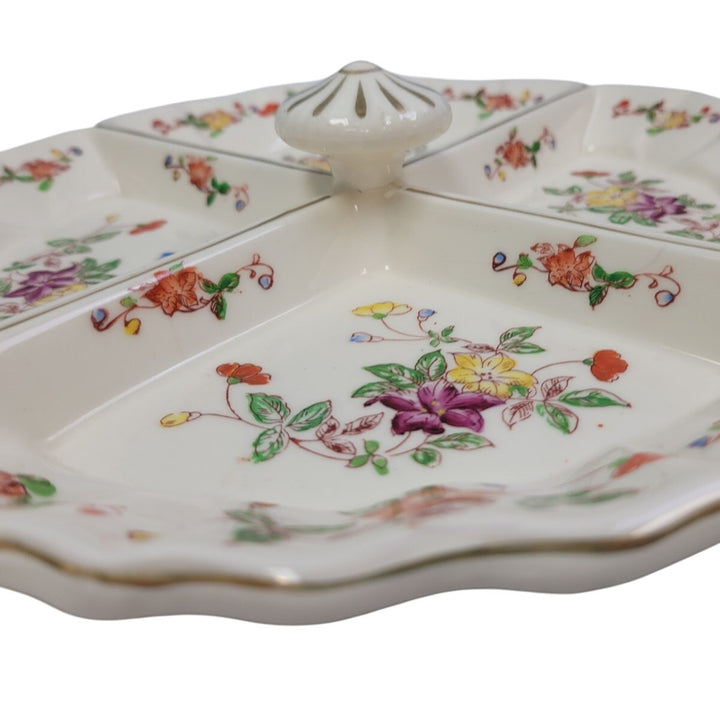 Vintage Made In Japan Floral Fine China Hand Painted Divided Plate Dish