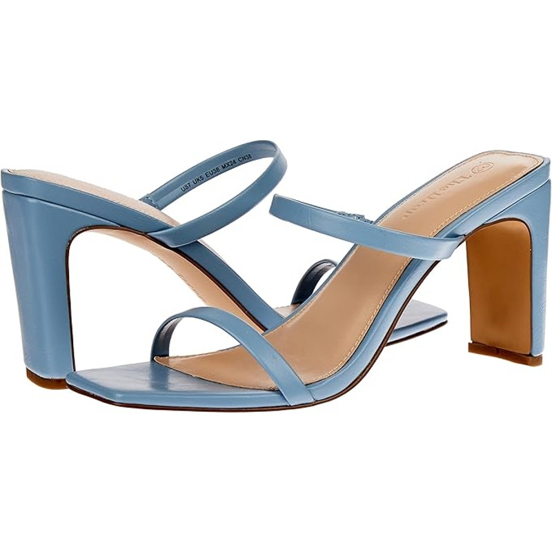 The Drop Women Size 6.5 Blue Avery Square Open Toe 3.5" High Heeled Sandal Shoes