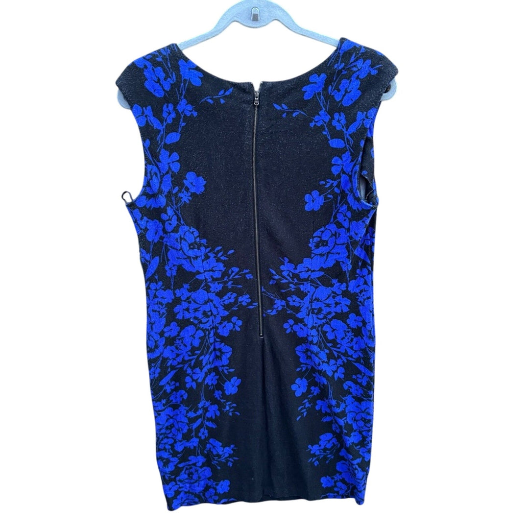 NWT New Just Taylor Womens Size 12 Blue Floral Sleevless Back Zip Midi Dress