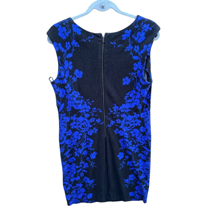 NWT New Just Taylor Womens Size 12 Blue Floral Sleevless Back Zip Midi Dress