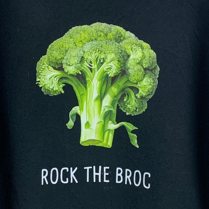 Upcycled Hand Printed Womens XL Rock The Broc Broccoli Long Sleeve Sweatshirt