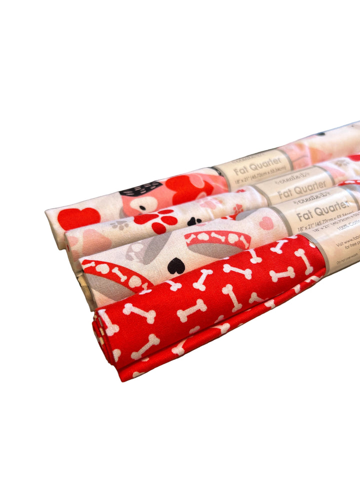 8 New Create It 18"X21" Valentine Puppy Dog Paw Quilting Fabric Fat Quarter FQs