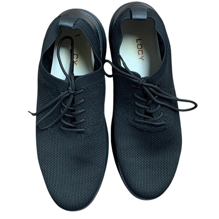Vilocy Mens Size 15 Black Woven Fabric Lace Up Sneakers Oxfords Business Shoes