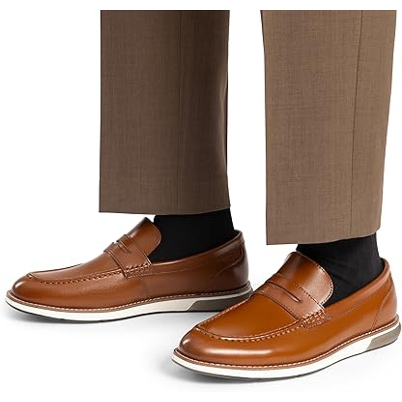 Bruno Marc Mens Size 10.5 Brown Faux Leather Dress Penny Loafer Slip On Shoes