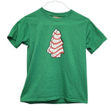 Upcycled Hand Printed Kids Youth Large Christmas Snack Cake Dessert Tee Shirt