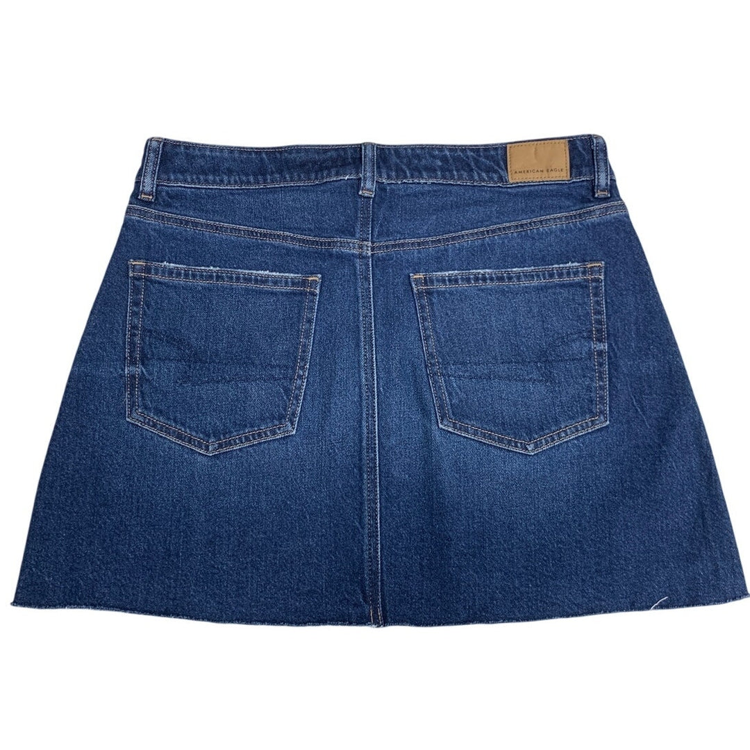 New American Eagle Womens Size 8 Perfect Mini Distressed Hem Denim Jean Skirt