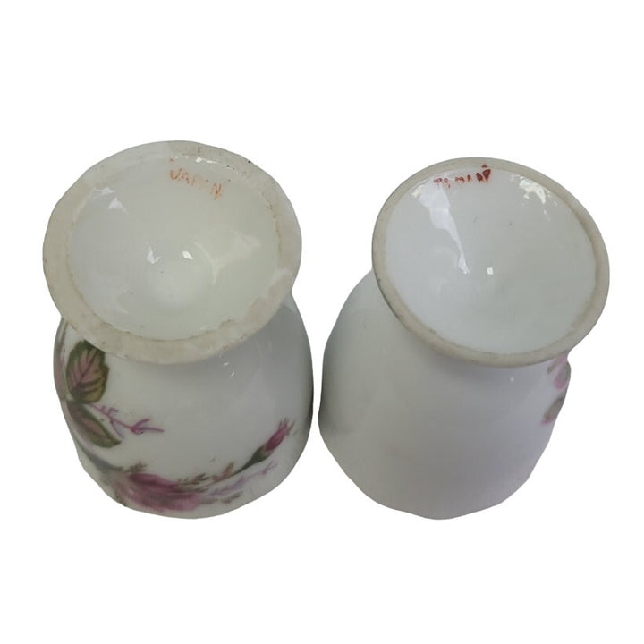 Pair of Vintage Made In Japan Ceramic China Pink Floral Flowers Egg Cups