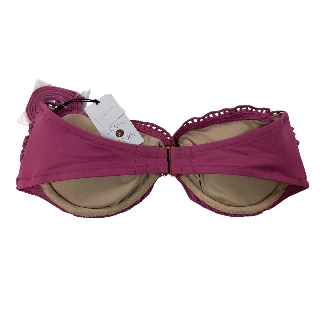 NWT New Shade &amp; Shore Womens 34D Crochet Strapless or Strap Bikini Top ONLY